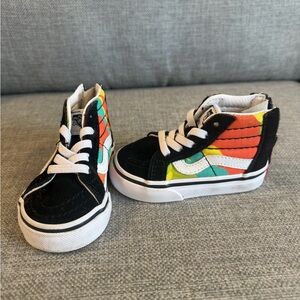 Vans Kids High-Top Sneakers in Black with Orange, Teal, Yellow Panels
